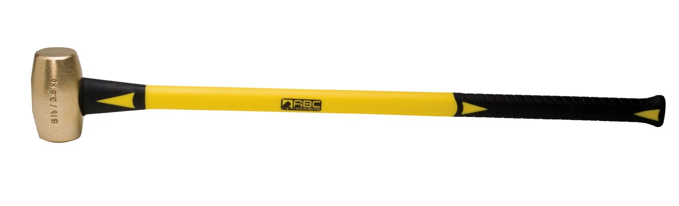 ABC Hammers ABC2BFS Brass Hammer with 8-Inch Fiberglass Handle, 2-Pound,  Yellow