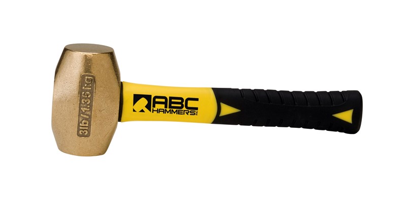 ABC Hammers ABC3BFS 3 lb. Brass Hammer with 8 Fiberglass Handle