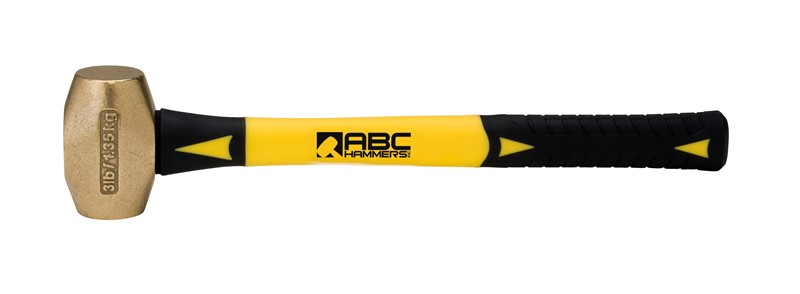 3 lb. Brass Hammer with 14" Fiberglass Handle
